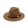 2020 Kvinnors Fedora Hat för Gentleman Woolen Wide Brim Jazz Church Cap Band Wide Flat Brim Jazz Mössor Snygga Trilby Panama Caps