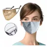 Moda Bling Maska wielokrotnego użytku PM2.5 Twarz Care Shield Sun Color Gold Elbow Cekiny Błyszcząca pokrywa twarzy Maski Anti-Dust 9 Styles EOO1808-A