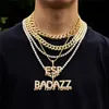 Bling Iced Out Cuban Link Chain Hip Hop Micro Pave Square Zirconia Chokers Necklaces for Men Fashion Rapper Jewelry