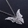 Srebrny pusty naszyjnik motyla kryształowe wisiorki z łańcuchową biżuterią mody dla kobiet i piaszczystego statku