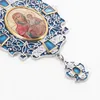 2020 collier croix pectorale bleu Zircons émail orthodoxe grec Crucifix bijoux croix pectorale chaîne artisanat religieux