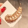 Kobiety dziewczyny pióro Pearl Hair Clips Ald Sielpins Liście Barrettes Eleganckie włosy Hair Akcesoria do włosów