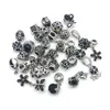 Free Shipping 40pcs Rhinestone Beads Antique silver color Matal Charms Beads fit European Pandora Charms Bracelet DIY 8 Colors on Sale