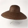 Cappelli a tesa larga Cappello di paglia da donna elegante Tipo a campana Grande sole Casual Grano naturale Estate Spiaggia Ombra da viaggio per donna