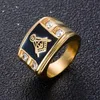Cluster Rings Men's Jewelry Freemasonry Ma Ring Stainless Steel Cubic Zirconia Band6953398