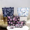 Autumn fashion designer sunflower plaid style new color Colthes Accessorie 3pc set floral print glitter bottom tote262N