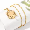 Aço inoxidável albanês dupla cabeça águia colar russo albânia bandeira águia pingentes emblema colar jóias étnicas Gifts226E