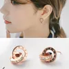 Yun Ruo 2020 Fashion Zircoine Inclay Stud Roman Earring Woman Rose Gold Color Titanium Steel Jewelry Girl Gired Party Never Fade4367557