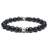 Entretoise en bois en bois 8mm perles de pierre de lave noire Bracelet diffuseur d'huile essentielle volcanique Chakras Bracelet amitiés bijoux