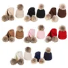 2pcs Barn Stickad Beanie Hat Scarf Set Spädbarn Baby Fake Ball Pom Pom Cap Q0ke