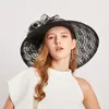 Gierig rand hoeden fs elegante bloem mesh kant fascinator zomer zonnescherm strand emmer grote bruiloft cloche cap chapeu