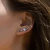 Stud 100% 925 sterling zilver platte manchet oorbel geen steen eenvoudige cirkel piercing elegante minimale vrouwen meisje clip oorbellen