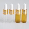 500 stks / partij 1 ml 2 ml 3 ml 5 ml Amber glazen druppelaar fles mini lege essentiële oliefles met glazen slang glazen flesjes