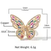 Hip Hop Butterfly Resizable Ring för män Kvinnor Ringar Fashion Bling Cz Paved Smycken