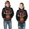 2020 New Autumn And Winter Christmas Digital Print Parent-child Hooded Long Sleeve Sweater European And American Loose Oversized Top