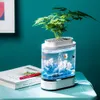 Xiaomi Mijia Geometry Mini Lazy Fish Tank USB Charging Self-cleaning Aquarium with 7 Colors LED Light Home Office Aquarium