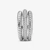 New Brand 925 Sterling Silver Triple Band Pave Snake Chain Pattern Ring For Women Wedding Rings Fashion Jewelry