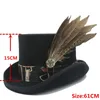 15cm 5 81inch haut chapeau laine Femmes hommes steunpunk cylindre fedora chapeau manuel en cuir magie de cosplay Caps de fête drop1300k