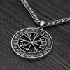 Viking Isländska Vegvisir -hjälm skräck i Runic Circle Pendant Magical Staves Compass Rune Amulet Collier Necklace12149