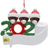 Boule de Noël Décoration de Noël PVC quarantaine Arbre pendants cadeau personnalisé famille d'ornement avec masque main Sanitized GGA3682
