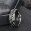 Dubbel roterbara kedjor ringar för män 8mm rostfritt stål snurrband ring hip hop mode smycken maxi uttalande