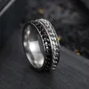 Dubbel roterbara kedjor ringar för män 8mm rostfritt stål snurrband ring hip hop mode smycken maxi uttalande
