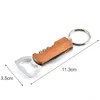 Openers Houten Handvat Flesopener Keychain Mes Pulltap Dubbele scharnierende kurkentrekker Roestvrijstalen sleutelringopeners Bar HHF892