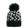 Feanie/crânio Caps Mulheres Hat Hat Leopard Print Warm Knit