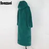 후드 긴 소매 지퍼 블랙 모피 가짜 토끼 모피 outwear 플러스 사이즈 샤녕 재킷 T200907와 Nerazzurri 긴 겨울 가짜 모피 코트