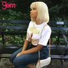 613 Spitze Front Echthaar Perücken für Frauen GEM Haar 613 Honig Blonde Bob Perücke mit Pony Blonde Kurze Perücke volle Kostenloser Versand Remy