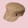 Kobieta jesienna koronkowa granatowa francuska elegancka ośmiokątna płaska kapitańca maska ​​retro odznaka brytyjska styl miękki kapelusz newsboy15454356