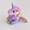 Unicorn Keychain Sequined unicorn Plush Doll key chain Backpack Bag Car Key horse Pendent Cute Animal Key Holder Party Favor GGA3722-6