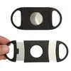 Partihandel Portable Black Plated Double Blades Cigar Sharp Cutter 9 * 4cm Mini Pocket Gadgets Rostfritt Stål Cigarrkniv