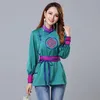 アジア女性ニュータングスーツスタンド襟長袖シルクトップファッションエスニックジャケットエレガントなオリエンタル服