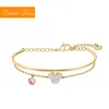 Pulseiras de charme rosa kawaii rato zircão de zircão adorável titânio material de aço embutido colorido rosa cor para mulheres joias presente5151914