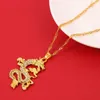 Pendant Necklaces CZ Dragon For Women Men Gold Color Jewellery Cubic Zirconia Mascot Lucky Symbol Gifts Whole 1218B