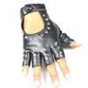 LongKeeper Femmes PU Cuir Demi-doigts Gants Rivets Mitaines sans doigts pour femme Conduite Danse Noir Luvas Guantes1