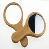 free shipping Wood Mirror Wooden Hand Mirror Vintage Portable Compact Makeup Hand Held Mirror Wedding Party Favor Gift