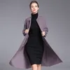 긴 모직 블렌드 캐시미어 코트 여성 2020 가을 겨울 숙녀 재킷 플러스 사이즈 오버코트 양면 적색 패션