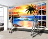 3d paysage moderne papier peint fenêtre magnifique coucher de soleil brillant belle vue sur la mer paysage romantique décoratif en soie 3d papier peint mural