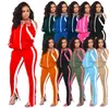 Plus size 2X Women fall winte designer tracksuits long sleeve jacket coat+stack pants two piece set plain outfits casual sweatsuits 3776