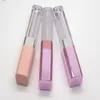 100pcs 6.5ML Square Lip Gloss Tube Empty Plastic Lip Balm Tube, Eye Liner Tube, Clear Matte Eyeliner Tubes With Pink/Purple Lids