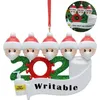 2020 Quarantine Kerstdecoratie Verjaardagen Party Gift Product Gepersonaliseerde familie van 1-7 Ornament Pandemie met Gezichtsmaskers Hand Sanitiseer