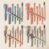 8шт / комплект портативный мини макияж кисти Set Wood Handle Make Up Brush Красочный Мате Кисти Fundation Powder Cream Blush Brush Kit