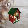 Cabaña ensamblada de bricolaje de Navidad Cabina iluminada de madera de bricolaje con cuerda colgante Luces LED de Feliz Navidad Casa de madera