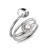 Clear CZ Flower Ring Settings Circle Round Band 925 Sterling Silver Elegant Women Jewelry Big Pearl 5 Pieces