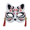 Handmålade japanska rävmasker cosplay kostym maskerad festival utsökta halva masker halloween dekoration för fest maskeradtillbehör