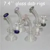 Bong en verre narguilé conduites d'eau bécher recycleur 7,4 pouces bongs dab plate-forme brûleur à mazout cendrier barboteur bol de 14mm