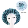 Mode Double Couche Satin Bonnet Caps Bonnet De Douche Chapeau Dame Femmes Réglable Tête Couverture Sommeil Chapeaux Coiffure Bonnet pour De Beaux Cheveux