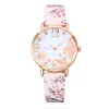 Reliëf Bloemen Kleine Verse Gedrukt Dames Quartz Horloge Dames Jurk Horloges Geschenken Relogio Feminino1241z